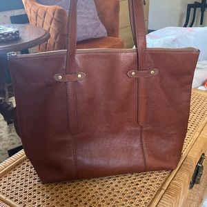 Fossil Felicity Medium Brown Leather Tote Shoulder Bag